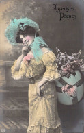 Femmes - Fantaisie - Joyeuses Pâques - Mode - Carte Postale Ancienne - Frauen