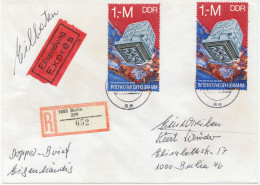 DDR 1990 Interkosmosprogramm 1.- M (2x Ex. Block) Auf Portogerechte Kab.-R-Eilbrief (Porto 2.-: Briefe > 20g 0,80; Eigen - Covers & Documents