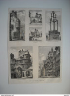 GRAVURE 1873. UNE EXCURSION EN BRETAGNE. A SAINT-POL DE LEON. PORTE A MORLAIX. CHAPELLE DE MARIE STUART A ROSCOFF....... - Chansonniers