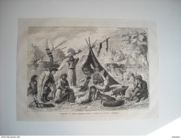 GRAVURE 1873. AUTRICHE. CAMPEMENT DE ZINGARI HONGROIS DANS LA BANLIEUE DE VIENNE. - Chansonniers