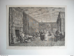 GRAVURE 1873. SALON DE 1873. LE JOUR DES FERMAGES. D’APRES UN TABLEAU DE M. E. BERNE-BELLECOUR. - Chansonniers