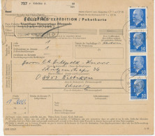 DDR 1968 Walter Ulbricht 50Pf (4x) Sehr Seltene MeF Auf Portogerechte Paketkarte Von GÖRLITZ Nach 8953 DIETIKON, Schweiz - Lettres & Documents