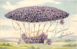 FETES & VOEUX - Souvenir Affectueux - Un Zeppelin En Fleur 2 Colombes à L'intérieur - Carte Postale Ancienne - Otros & Sin Clasificación