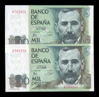 España Spain Pareja Correlativa 1000 Pesetas Benito Pérez Galdos 1979 Pick 158 Sin Serie Sc Unc - [ 4] 1975-… : Juan Carlos I