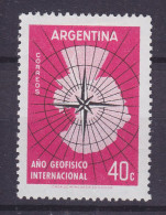 Argentina 1958 Mi. 684, 40c. Internationales Geohpysikalisches Jahr Antarktis Map Landkarte, MNH** - Neufs