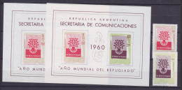 Argentina 1960 Mi. 720-21 + Blocks 12x & 12y Weltflüchtlingsjahr  World Refugee Year, MNH** - Unused Stamps