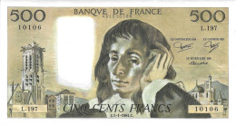 FRANCE * 500 Francs * Type Pascal * Date 05/01/1984 - État/Grade SUP+/XXF * Fay. 71.30 - 500 F 1968-1993 ''Pascal''