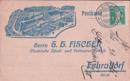 Fehraltorf ZH, Carte Publicité Illustrée, G.H. Fisher Chemische Zünd- Und Fettwaren-Fabrik (24.7.1914) - Fehraltorf