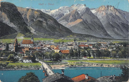 21591 " HALL I. TIROL " PANORAMA-KRANKENHAUSSTEMPEL RESERVIEREN-VERA FOTO-CART. SPED.1915-FRANCHIGIA MILITARE - Hall In Tirol