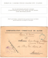 LO Administration Communale De Bande Obl. De Fortune Bande (BLEUE) Centre Vise > Croix Rouge Comité Anvers C.d'arrivée - Fortune Cancels (1919)