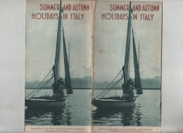 Summer And Autumn Holidays In Italy Plan Railways Roads ENIT Vers 1930 - Unclassified