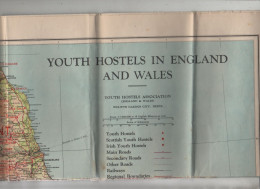 Youth Hostels In England And Wales Roads Railways Regional Boundaries - Sonstige & Ohne Zuordnung