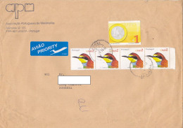 EURO CURRENCY, COIN, BEE-EATER BIRD, STAMPS ON COVER, 2002, PORTUGAL - Briefe U. Dokumente