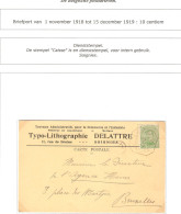 TP 137 S/CP Publicitaire Delattre Typo-Lithographie Obl.Fortune Soignies Caisse 24/1/19 > Agence Havas BXL - Noodstempels (1919)