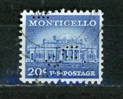 USA : MONTECELLO  - N° Yvert 616 Obli. & PERFORÉ "UOF?" - Perforados