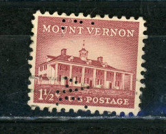 USA : MONT VERNON  - N° Yvert 599 Obli. & PERFORÉ "AO" - Perfins