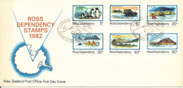 New Zealand Ross Dependency FDC 30--1-1982 Complete Set Of 6 With Cachet - FDC