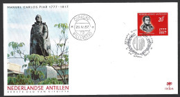 ANTILLES NEERLANDAISES. N°369 De 1967 Sur Enveloppe 1er Jour (FDC). Manuel Carlos Piar. - Curaçao, Nederlandse Antillen, Aruba