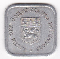 76 . Seine-Maritime. Rouen. Ligue Des Commerçants Rouennais . 25 Centimes 1920, En Aluminium - Noodgeld