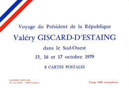 Thème  Politique :  Voyage De Valéry Giscard D'Estaing  Dans Le Sud Ouest Octobre 1979  8 Cartes    (voir Scan) - Personaggi