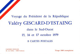 Thème  Politique :  Voyage De Valéry Giscard D'Estaing  Dans Le Sud Ouest Octobre 1979  8 Cartes    (voir Scan) - Personnages