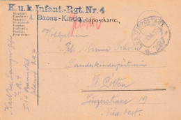 AUSTRIA  WW1  - LOT   5 X FELDPOSTKORRESPONDENZKARTE  - K. U. K.  Infant. Rgt. Nr. 4, KLAGENFURT + 3 X PISTAL STATIONERY - 1914-18