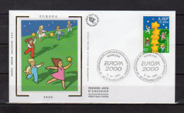 " EUROPA 2000 / ETOILES " Sur Enveloppe 1er Jour En Soie De 2000 Obl. STRASBOURG. N° YT 3315. Parfait état. FDC - 2000