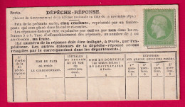 GUERRE 1870 N°20 NSG SUR CARTE DEPECHE REPONSE PIGEONGRAMME LETTRE - Krieg 1870