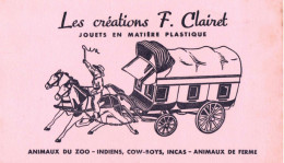 Buvard - Publicié - Crations F. CLairet - Jouets En Matière Plastique - Animaux Zoo  Ferme - Indiens Cow-boys - Incas - Autres & Non Classés