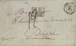 1874 ARGENTINA , CORREO MARÍTIMO , BUENOS AIRES - DIEPPE , SHIP LETTER LONDON , TRÁNSITO LIVERPOOL , MARCA INTERCAMBIO - Brieven En Documenten