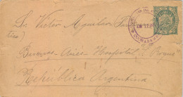 1895 BOLIVIA , SOBRE ENTERO POSTAL CIRCULADO COCHABAMBA - BUENOS AIRES , TRÁNSITOS UYUNI , JUJUY , LLEGADA - Bolivia