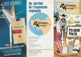 Rousseau Aviation Dinard Dépliants Des Prix Courants Années 70 (?) (avec Publicité Cigarettes Stuyvesant Et Rothmans) - Sport & Tourismus
