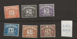 1954 MH Great Britain, Mi 39-44. Sg D40-45 Tudor Crown Wmk - Portomarken