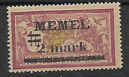 MEMEL OCCUPAZIONE TEDESCA  1920 FRANCOBOLLI DI FRANCIA  SOPRASTAMPATI UNIF. 28  MLH VF - Andere & Zonder Classificatie