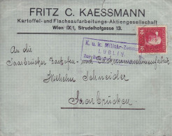 Austria WWI. Fieldpost Cover.  “KuK Militar-Zensur LUBLIN Zur Beforger Geeign ” Tied With Single K.U.K.FELDPOST Franz - Santé