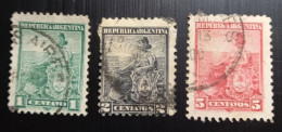 Argentine 1899 - Symbols Of The Republic - Allégorie,Lliberté Assise Lot 3 Timbres Oblitérés - Gebraucht