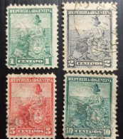 Argentine 1899 - Symbols Of The Republic - Allégorie,Lliberté Assise Lot 4 Timbres Oblitérés - Gebraucht