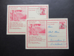 Österreich 1954 2x Bildganzsache Oetz Im Oetztal 1x Mit Stempel Verkehrsverein Kals Osttirol Beide Nach Hannover Gesend - Cartoline