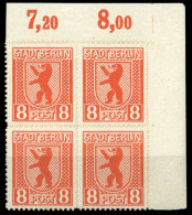 1945, SBZ Berlin Brandenburg, 3 B (4) Ecke, ** - Berlino & Brandenburgo