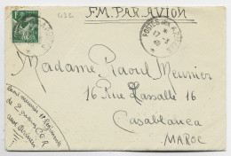 IRIS 1FR VERT SEUL LETTRE FM AVION POSTES AUX ARMEES 17.3.1940 POUR LE MAROC AU TARIF - 1939-44 Iris