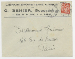 FRANCE IRIS 1FR50 ORANGE SEUL LETTRE DAGUIN TRACES PISTON LAVAL 1941 AU TARIF - 1939-44 Iris