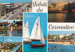 CARTOLINA  CESENATICO,CESENA,EMILIA ROMAGNA-SALUTI-BARCHE,SPIAGGIA,MARE,SOLE,ESTATE,VACANZA,BELLA ITALIA,VIAGGIATA 1966 - Cesena