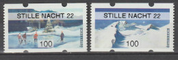 Österreich 2022 Weihnachten Automatenmarken ATM Stille Nacht 22 Mi 74 + 75 ** Postfrisch MNH - Vignette [ATM]