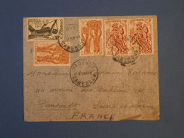 BX2  CAMEROUN  BELLE LETTRE PRIVEE 1949 YAOUDé A PONTAULT FRANCE + AFFRANCH. INTERESSANT +++ - Covers & Documents