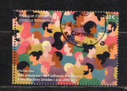 2023 : 30 Aniversario De La Adhesión De Andorra A Las Naciones Unidas Y La Unesco, Sello Usado 1ª Calidad.Alto Facial - Used Stamps