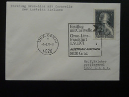 Lettre Premier Vol First Flight Cover Graz --> Linz 1971 Caravelle Austrian Airlines AUA Ref 103404 - Erst- U. Sonderflugbriefe