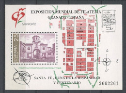 ESPAGNE 1991 Bloc N° 45 ** Neuf MNH Superbe Granada 92 Exposition Philatélique Fondation Santa Fé - Blocs & Hojas