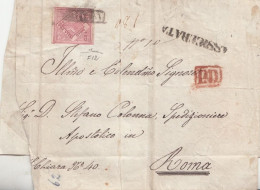 Z118-NAPOLI- Lettera Raccomandata Senza Testo In PD  Del 1860 Da Napoli A Roma Con 20 Grana Carminio- Falso  V° Tipo - - Naples