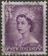 NEW ZEALAND 1953 Queen Elizabeth II -  6d. - Purple FU - Usati