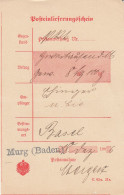 Altdeutschland Baden Post-Einlieferungsschein Aus Dem Jahr 1906 Von Murg - Covers & Documents